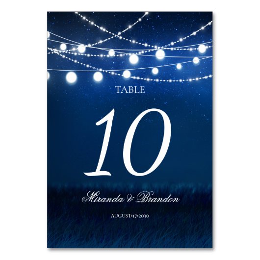 Numéro De Table Bleu Night et Argent String Mariage (Dos)