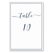 Numéro De Table Bleu Nuit Blanc Calligraphie Script Élégant Mariag (Dos)