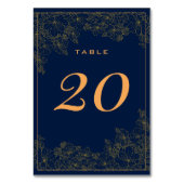 Numéro De Table Bleu Nuit Motif Doré Subtil Élégant (Dos)