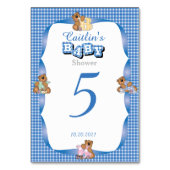 Numéro De Table Bleu Pays Plaid avec ours bébé Numéros de tableau (Par défaut)