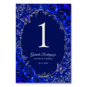 Numéro De Table Bleu Royal Argent Quinceanera (Dos)
