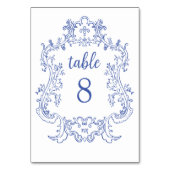 Numéro De Table Bleu royal | Cadre baroque vintage (Dos)
