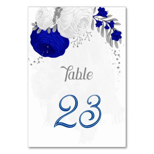 Numéro De Table bleu royal & fleurs blanches mariage botanique arg (Par défaut)