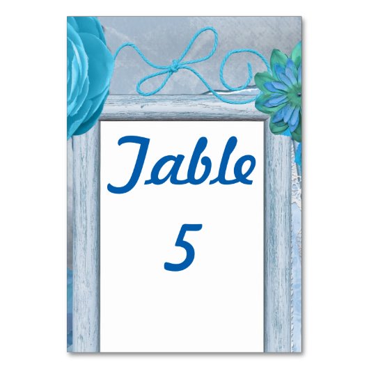 Numéro De Table Bleu rustique mariage (Dos)
