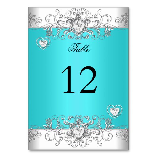 Numéro de table Bleu sarcelle Mariage Argent Diama (Par défaut)