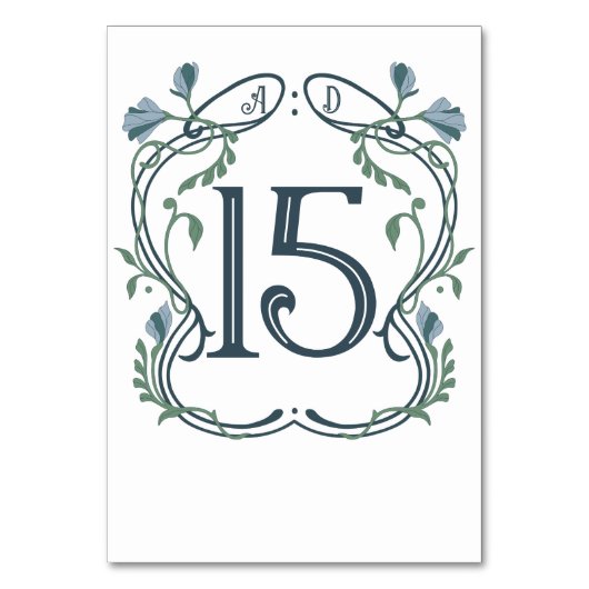 Numéro De Table Bleu-vert Art nouveau Mariage (Par défaut)
