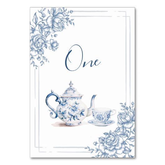 Numéro De Table Bleu Victorian Garden Fête des mariées Thé (Par défaut)
