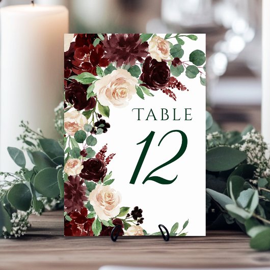 Numéro De Table Blooms rustiques | Terracotta et Marsala Red Wreat