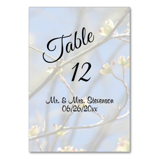 Numéro De Table Blossoms de printemps avec nom noir et date (Par défaut)