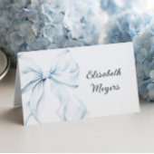 Numéro De Table Blue Bow - Baptism Place Cards