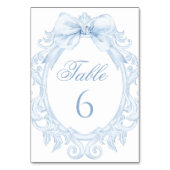 Numéro De Table Blue Bow Baroque Frame Baby Boy Shower (Dos)