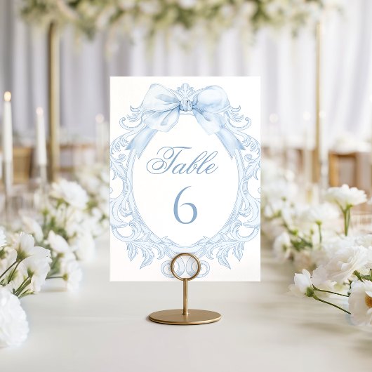 Numéro De Table Blue Bow Baroque Frame Baby Boy Shower