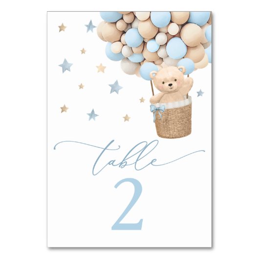 Numéro De Table Blue Boy Teddy Bear Baby shower (Par défaut)