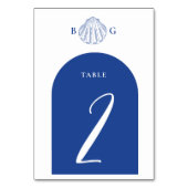 Numéro De Table Blue Clam Seashells Coastal Seaside Beach Wedding (Dos)