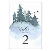 Numéro De Table Blue Coniferous Forest & Mountains Mariage (Dos)