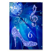 Numéro De Table Blue Disco Ball et Stiletto Shoe Double face (Dos)