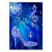 Numéro De Table Blue Disco Ball et Stiletto Shoe Double face (Dos)