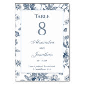 Numéro De Table Blue Floral Chinoiserie Christian Wedding (Dos)
