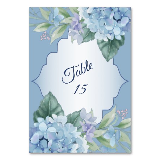 Numéro De Table Blue Floral Green Leaves Frame Wedding Party (Par défaut)
