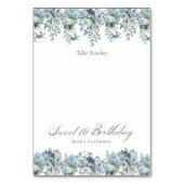 Numéro De Table Blue Floral Sweet 16 Anniversaire (Dos)