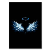 Numéro De Table Blue Glowing Angel Wings on black background (Par défaut)
