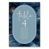 Numéro De Table Blue Gold Celestial Elegant Starry Sky Wedding (Dos)
