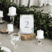 Numéro De Table Blue Hydrangea Aquarelle Floral Personnalisé