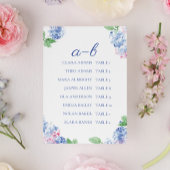 Numéro De Table Blue Hydrangea Elegant Alphabetic Seating Charts