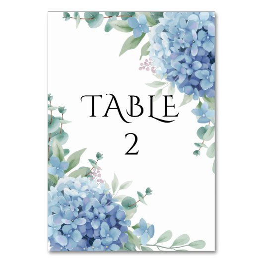 Numéro De Table Blue Hydrangea Floral Wedding (Dos)