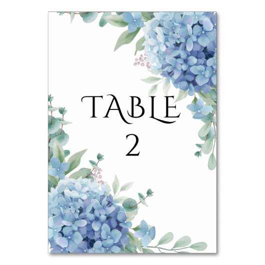 Numéro De Table Blue Hydrangea Floral Wedding (Par défaut)