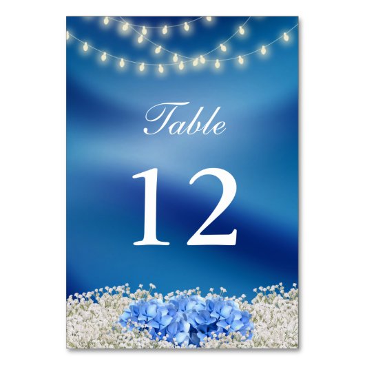 Numéro De Table Blue Hydrangea Flower Marine Blue Mariage Table (Dos)