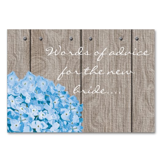 Numéro De Table Blue Hydrangea Mason Jar Mots de conseil (Dos)