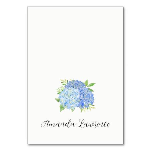 Numéro De Table Blue Hydrangea Nom de l'invité Script Place Card (Par défaut)