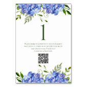 Numéro De Table Blue Hydrangeas (Dos)