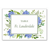 Numéro De Table Blue Hydrangeas Engagement Nom de la table (Dos)
