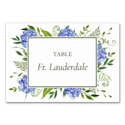 Numéro De Table Blue Hydrangeas Engagement Nom de la table (Devant)