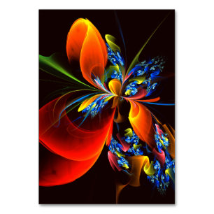 Numéro De Table Blue Orange Floral Moderne Art Abstrait Motif #03