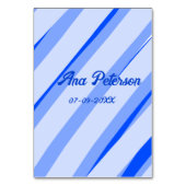 Numéro De Table Blue pastel ajouter nom date boho lignes rétro mot (Dos)