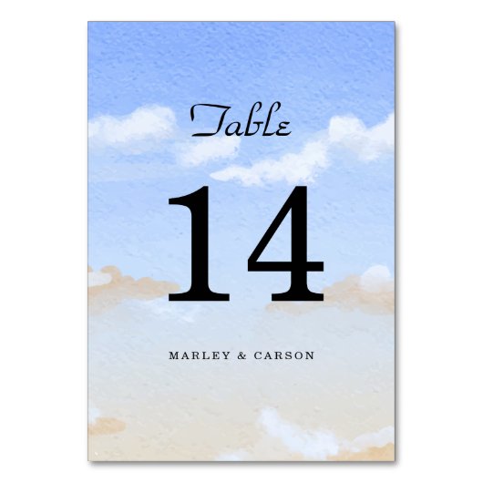 Numéro De Table Blue Sky Summer Beach Wedding (Par défaut)