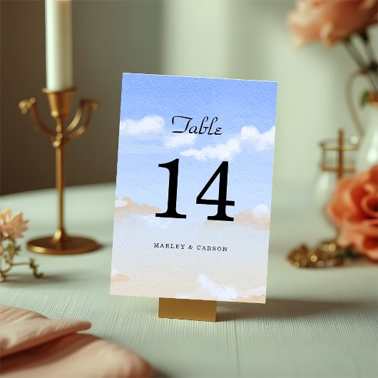 Numéro De Table Blue Sky Summer Beach Wedding