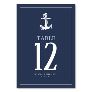 Numéro De Table Blue Wave Ancre Mariage Wht/Navy ID836