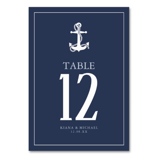 Numéro De Table Blue Wave Ancre Mariage Wht/Navy ID836 (Par défaut)