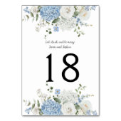 Numéro De Table Blue White Hydrangeas, Mariage Rose Numéro de tabl (Dos)