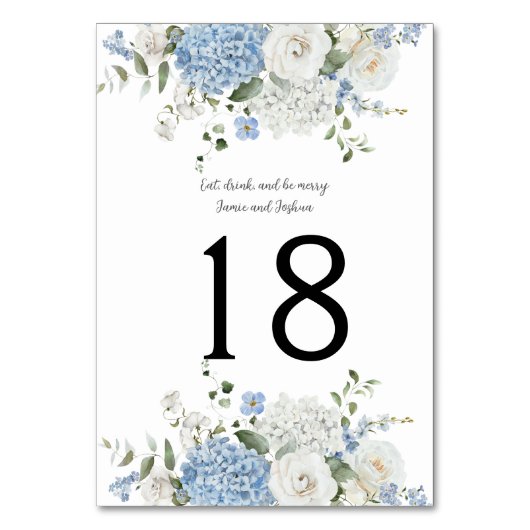 Numéro De Table Blue White Hydrangeas, Mariage Rose Numéro de tabl (Par défaut)