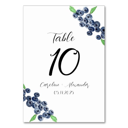 Numéro De Table Blueberries Fruit Été Rustique Mariage (Par défaut)