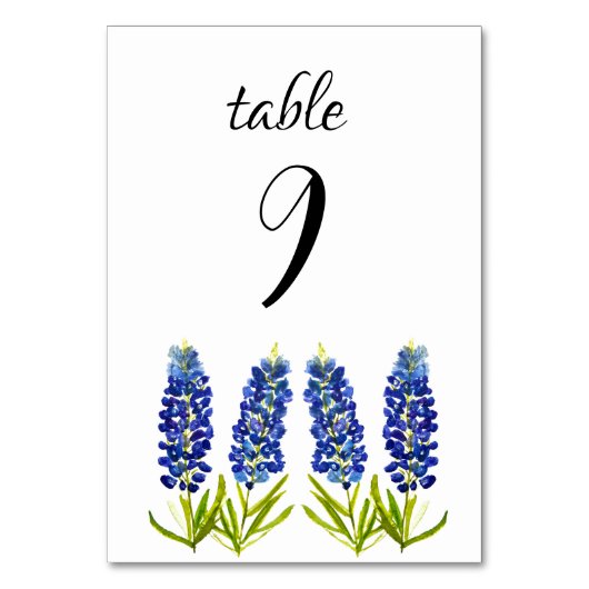 Numéro De Table Bluebonnets Blue Floral Texas Flowers Mariage (Par défaut)