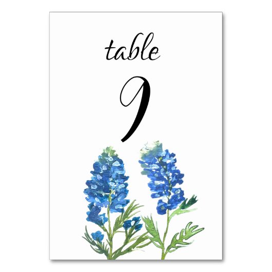 Numéro De Table Bluebonnets Blue Floral Texas Flowers Mariage (Par défaut)