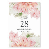 Numéro De Table Blush Dahlias Floral Mariage (Dos)