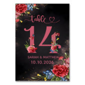 Numéro De Table Blush Floral Wedding Table Number 14 Card (Dos)