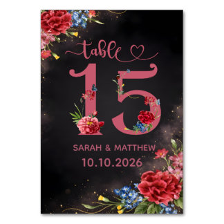 Numéro De Table Blush Floral Wedding Table Number 15 Card